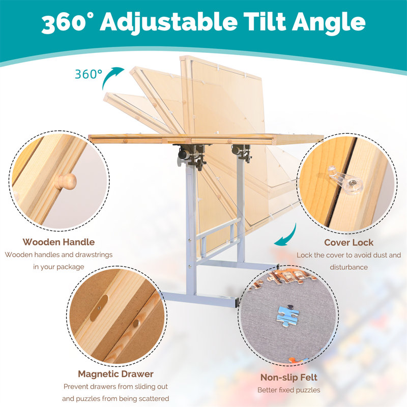 Fanwer Jigsaw Puzzle Tables with Metal Legs and Tilting Board 1500/1000